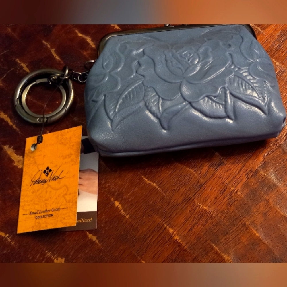 Embossed Leather Clutch in Blue by